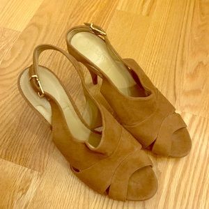 J Crew suede slingback heels